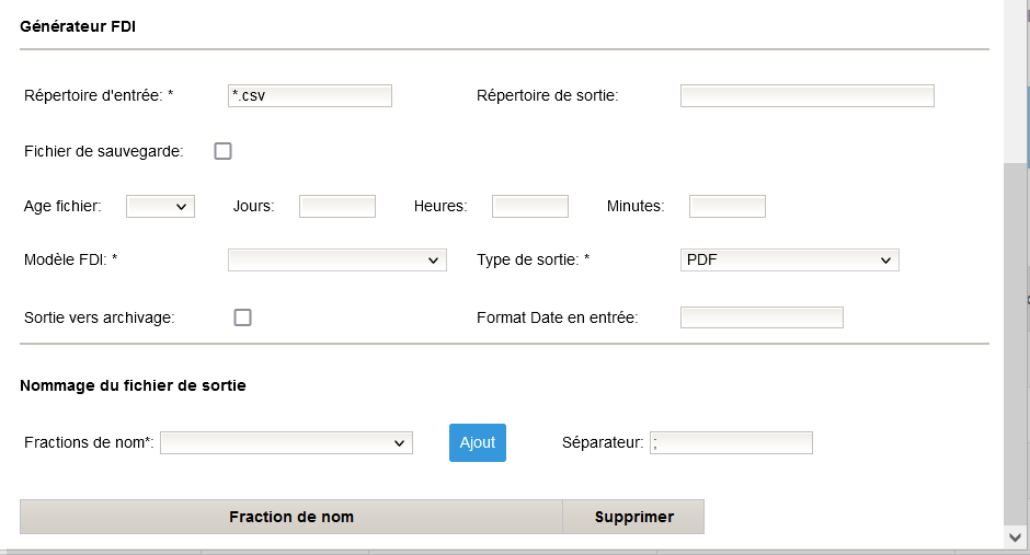 tâche FDI Generator Damaris RM