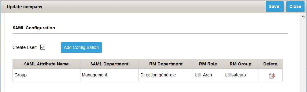 SAML Users Creation Configuration