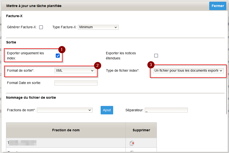 Export des données XML pour création utilisateurs 