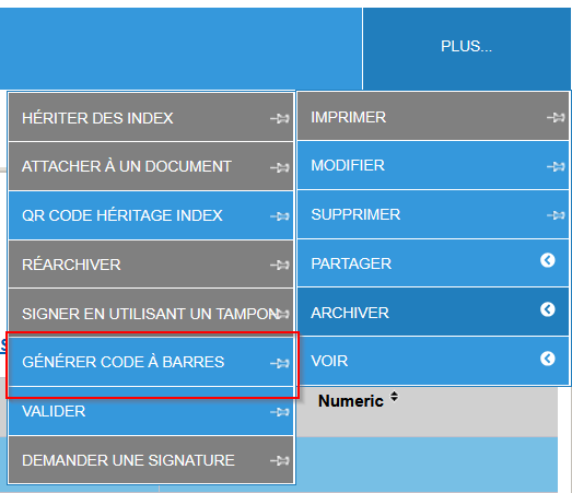 Damaris RM Menu Générer code-à-barres