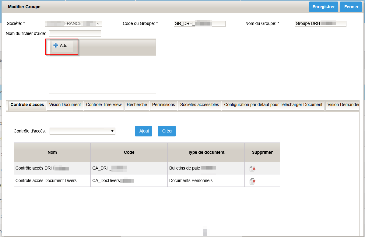 Configuration aide en ligne Damaris RM Groupe