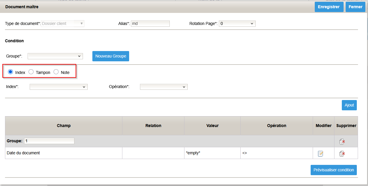 Mise à jour index tampon Damaris RM condition