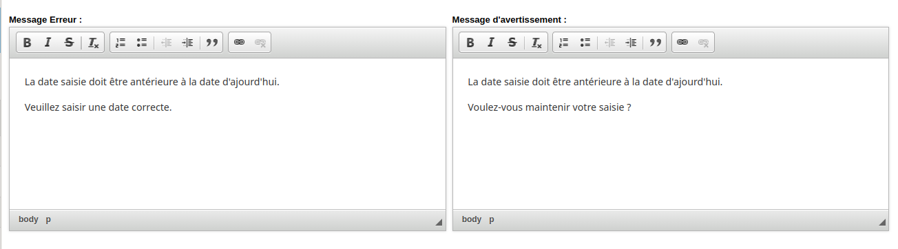Messages d'erreur contrôle qualité Damaris RM